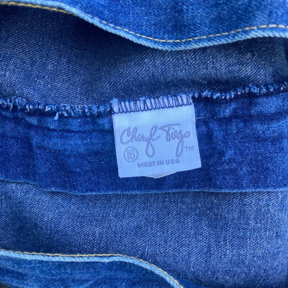 RARE VINTAGE 80s DENIM SKIRT SIZE 16 PETITE 100% COTTON MEDIUM WASH POCKETS - Picture 5 of 13